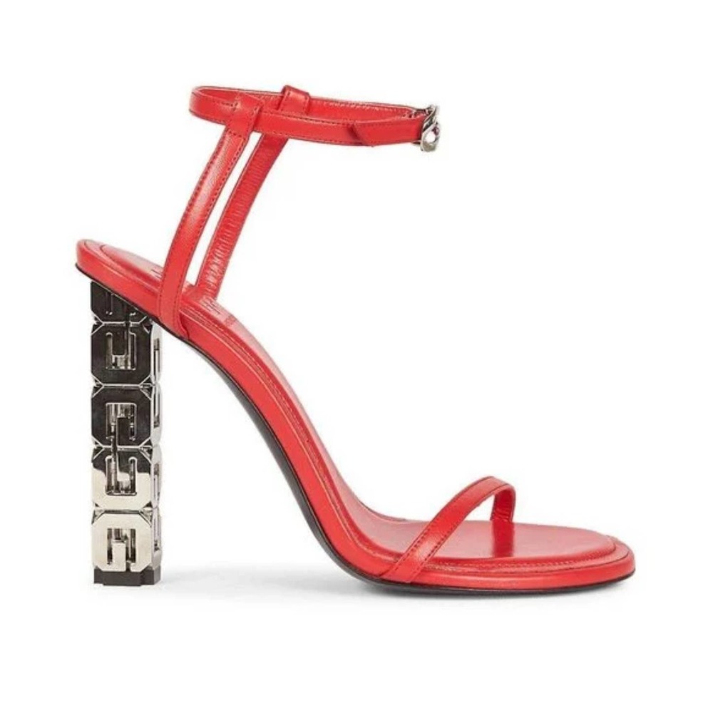 Givenchy Women's Red G Cube Leather Sandals